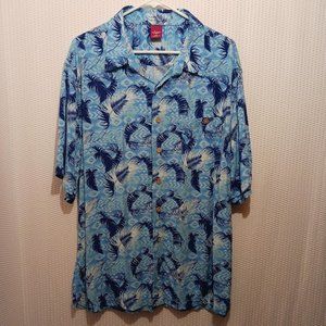 Blue Tropical Print Men's Shirt